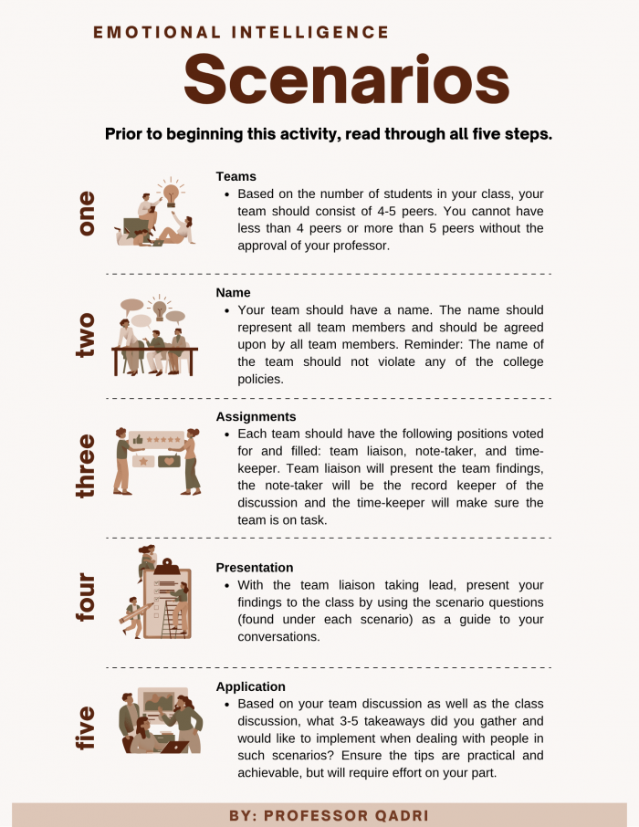 Emotional Intelligence Scenarios activity instructions screen capture